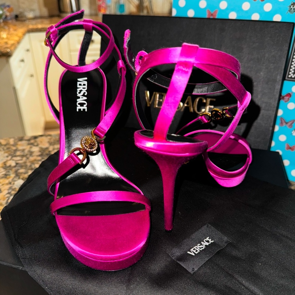 Versace Fuchsia Strappy High Heels